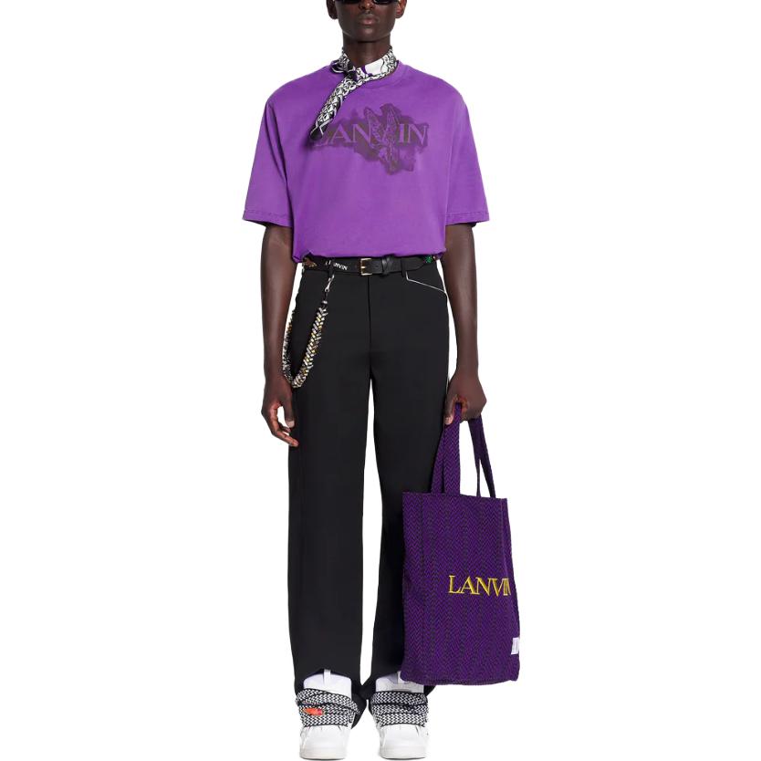 Details for Kaos Oblong Lanvin x FUTURE Letter Eagle Print Casual Crewneck. RU-TS0037-J118-P2410