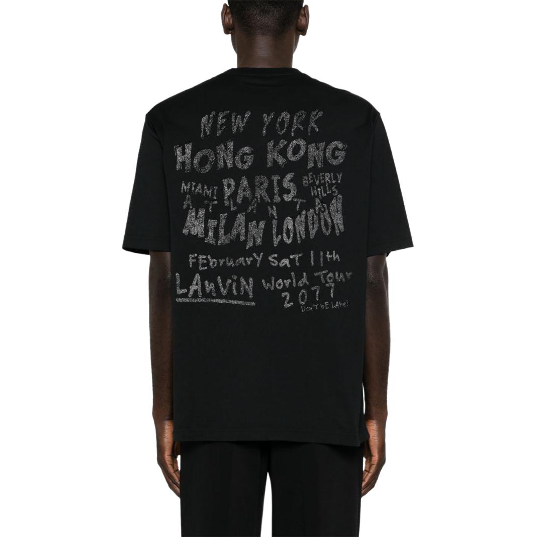 Shop Lanvin x Future SS24 Baju T Hitam Lelaki Logo Grafiti Santai. RU-TS0037-J117-P24