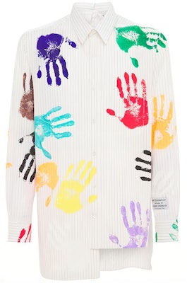 Lanvin x Gallery Dept. FW21 Colorful Handprint Asymmetric Stripe Shirt White 74I-Y83003 Buy Lanvin x Gallery Dept. FW21 Colorful Handprint Asymmetric Stripe Shirt White 74I-Y83003