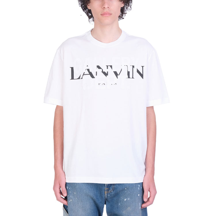 Shop Lanvin x Gallery Dept. Camiseta Blanca Cuello Redondo con Logo y Estampado. RU-TS0005-J091-E21-01