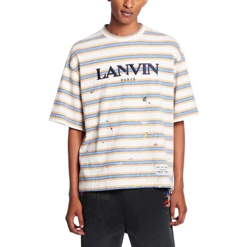 Lookbook Lanvin x Gallery Dept. Kaos Crewneck Logo Bordir Garis Beige. RM-TSG009-J043-P22S1