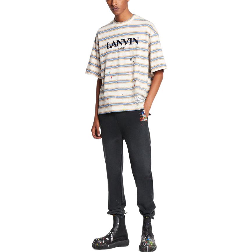 Purchase Lanvin x Gallery Dept. Kaos Crewneck Logo Bordir Garis Beige. RM-TSG009-J043-P22S1