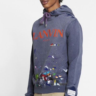 Lanvin x Gallery Dept. Splatter Logo Blue Hoodie Casual Wear. RM-HO0001-J093-E2129 Sizing Lanvin x Gallery Dept. Splatter Logo Blue Hoodie Casual Wear. RM-HO0001-J093-E2129