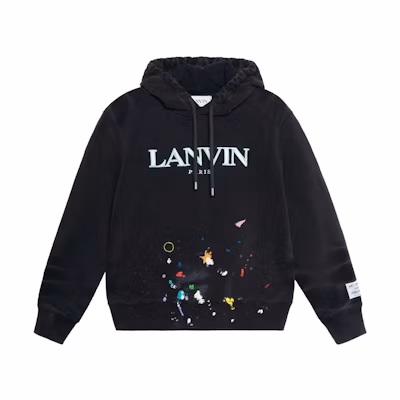 Lanvin Gallery Dept. SS22 Black Graphic Print Vintage Hoodie Men. RM-TOG698-JR32-P22S1