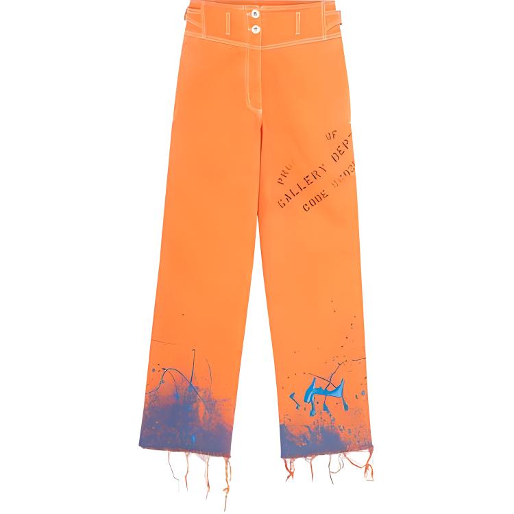 Lanvin x Gallery Dept. SS22 Letter Print Splatter Denim Jeans Unisex Orange. RW-TRG504-D001-P22S1