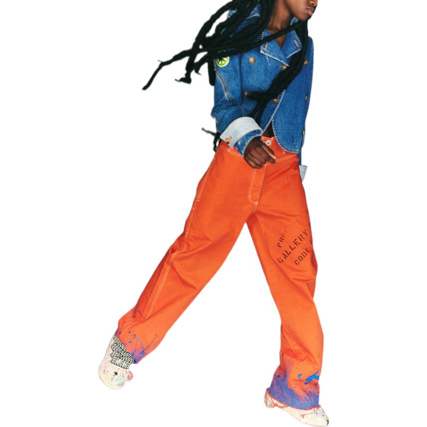 Lookbook Lanvin x Gallery Dept. SS22 Jeans Unisex Naranjas Estampados Salpicados. RW-TRG504-D001-P22S1