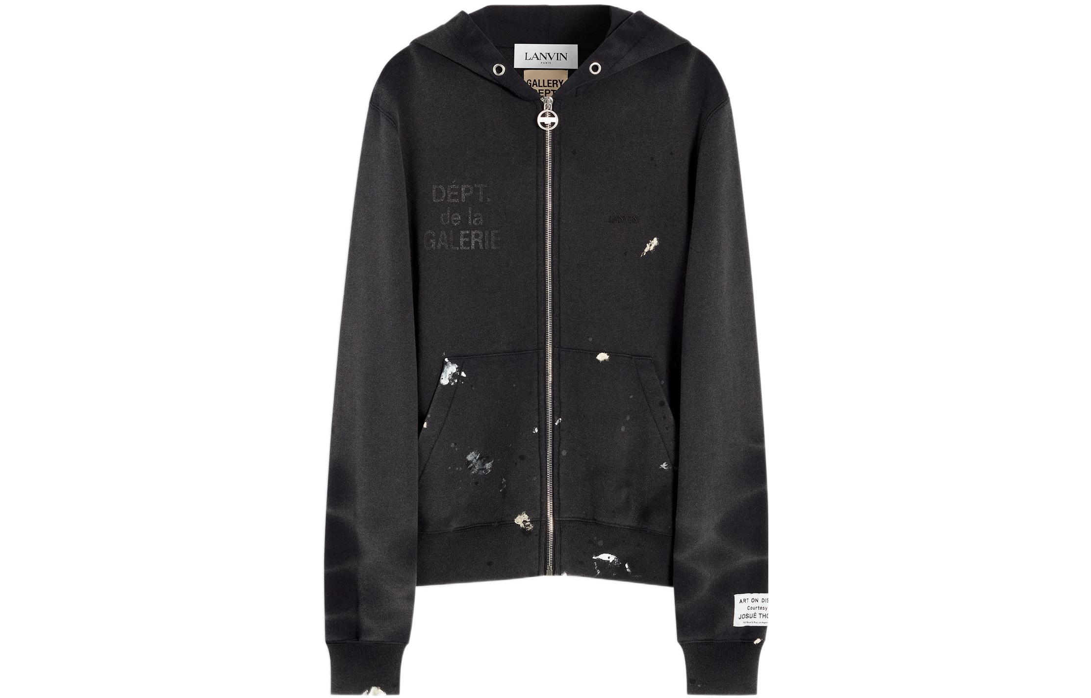 Order Lanvin x Gallery Dept. SS22 Hoodie Hitam Pria Splatter Effect & Bordir Tulisan. RM-HOG006-J008-P22S1