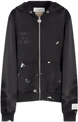 Lanvin x Gallery Dept. SS22 Hoodie Hitam Pria Splatter Effect & Bordir Tulisan. RM-HOG006-J008-P22S1 Order Lanvin x Gallery Dept. SS22 Hoodie Hitam Pria Splatter Effect & Bordir Tulisan. RM-HOG006-J008-P22S1