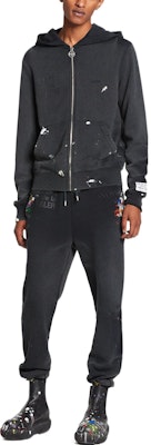 Lanvin x Gallery Dept. SS22 Hoodie Hitam Pria Splatter Effect & Bordir Tulisan. RM-HOG006-J008-P22S1 Shop Lanvin x Gallery Dept. SS22 Hoodie Hitam Pria Splatter Effect & Bordir Tulisan. RM-HOG006-J008-P22S1