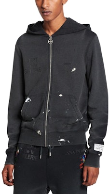 Lanvin x Gallery Dept. SS22 Hoodie Hitam Pria Splatter Effect & Bordir Tulisan. RM-HOG006-J008-P22S1 Details for Lanvin x Gallery Dept. SS22 Hoodie Hitam Pria Splatter Effect & Bordir Tulisan. RM-HOG006-J008-P22S1