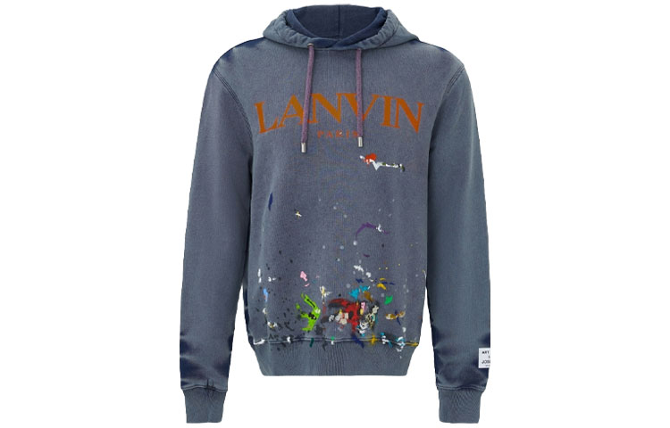 Lanvin Gallery Dept FW21 Graffiti Logo Hoodie Navy Blue Mens JV-M16178-7261-3279