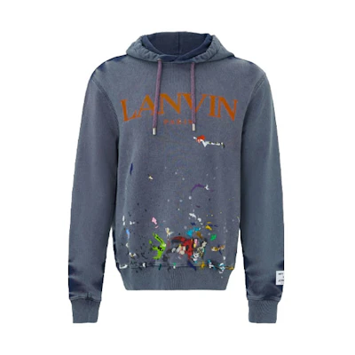 Lanvin Gallery Dept FW21 Graffiti Logo Hoodie Navy Blue Mens JV-M16178-7261-3279