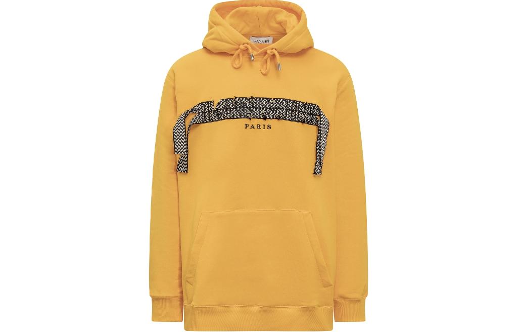 Lanvin Yellow Striped Hoodie with Drawstring Pullover RMHO0009J199A23801