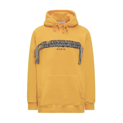 Lanvin Yellow Striped Hoodie with Drawstring Pullover RMHO0009J199A23801