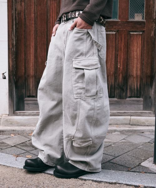 Le Ave Split Arc Curved Cargo Pants Ash Grey LE8SPT51GY