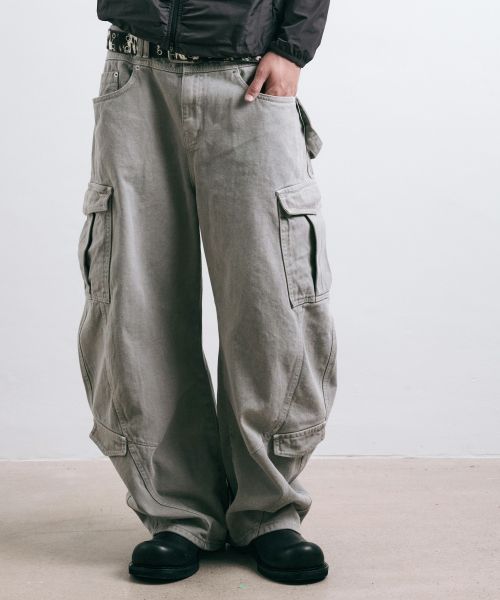 Lookbook Le Ave Split Arc Curved Cargo Pants Ash Grey LE8SPT51GY