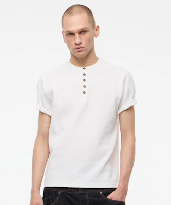 LE AVE Waffle Button Henley Neck Half T-Shirt White LE8SIN23WH Buy LE AVE Waffle Button Henley Neck Half T-Shirt White LE8SIN23WH
