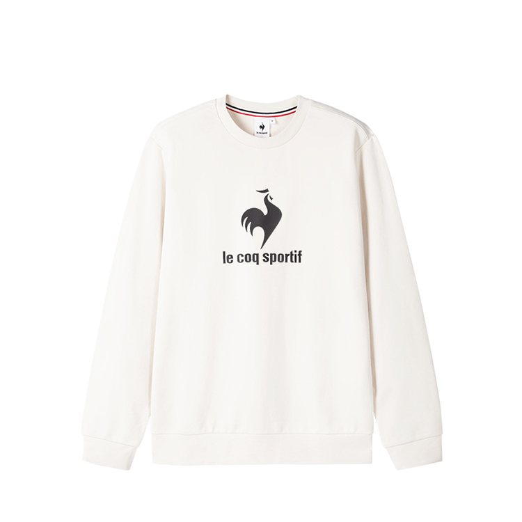 Le Coq Sportif French Retro Fleece Logo Crewneck Sweatshirt Unisex Black/White COK-1650223