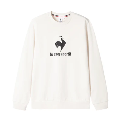 Le Coq Sportif French Retro Fleece Logo Crewneck Sweatshirt Unisex Black/White COK-1650223