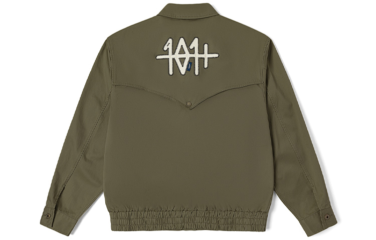 Lee 101+ SS23 Olive Green Embroidered Button-Up Collar Jacket. LMT004973100047ANL000