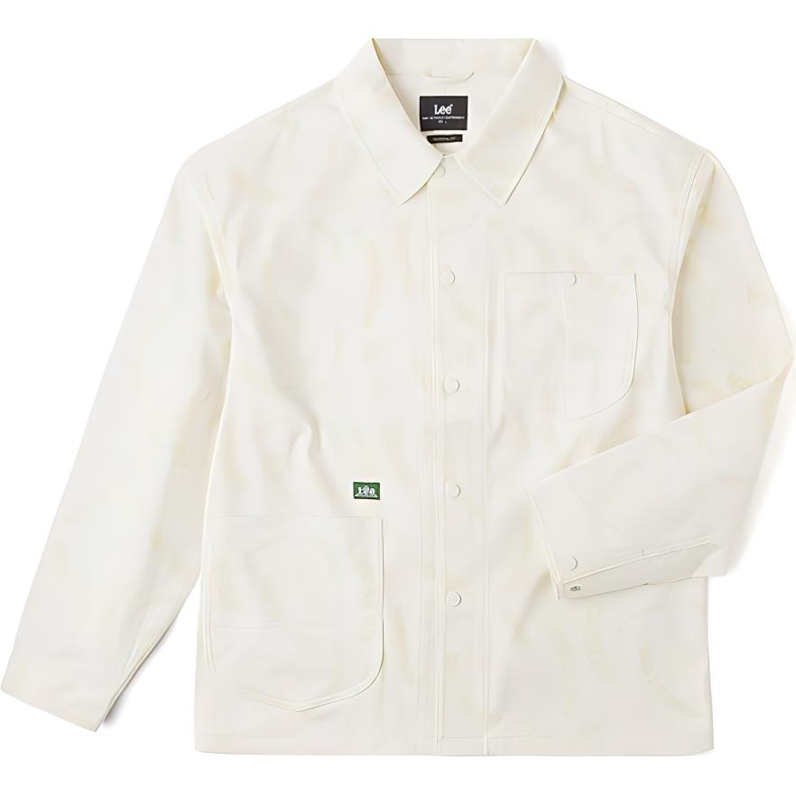 Lee All-Over Letter Print Solid Color Button-Up Oversized Jacket Cream (). LMT007807204596A