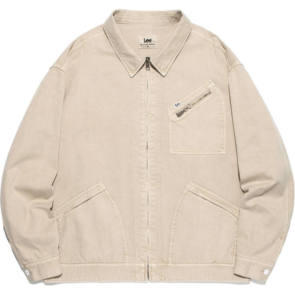 Lee Beige Colorblock Collar Long-Sleeve Jacket LE2401JK04BE