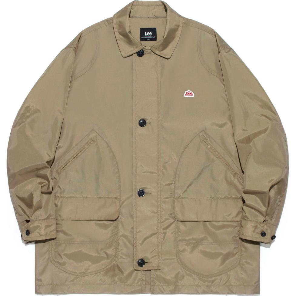 Lee Beige Embroidered Lettering Collared Long-Sleeve Jacket LE2401JK14BE