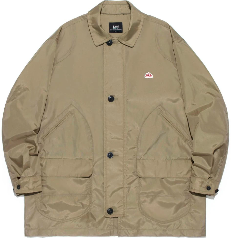 lee-beige-embroidered-lettering-collared-long-sleeve-jacket-le-2401-jk-14-be