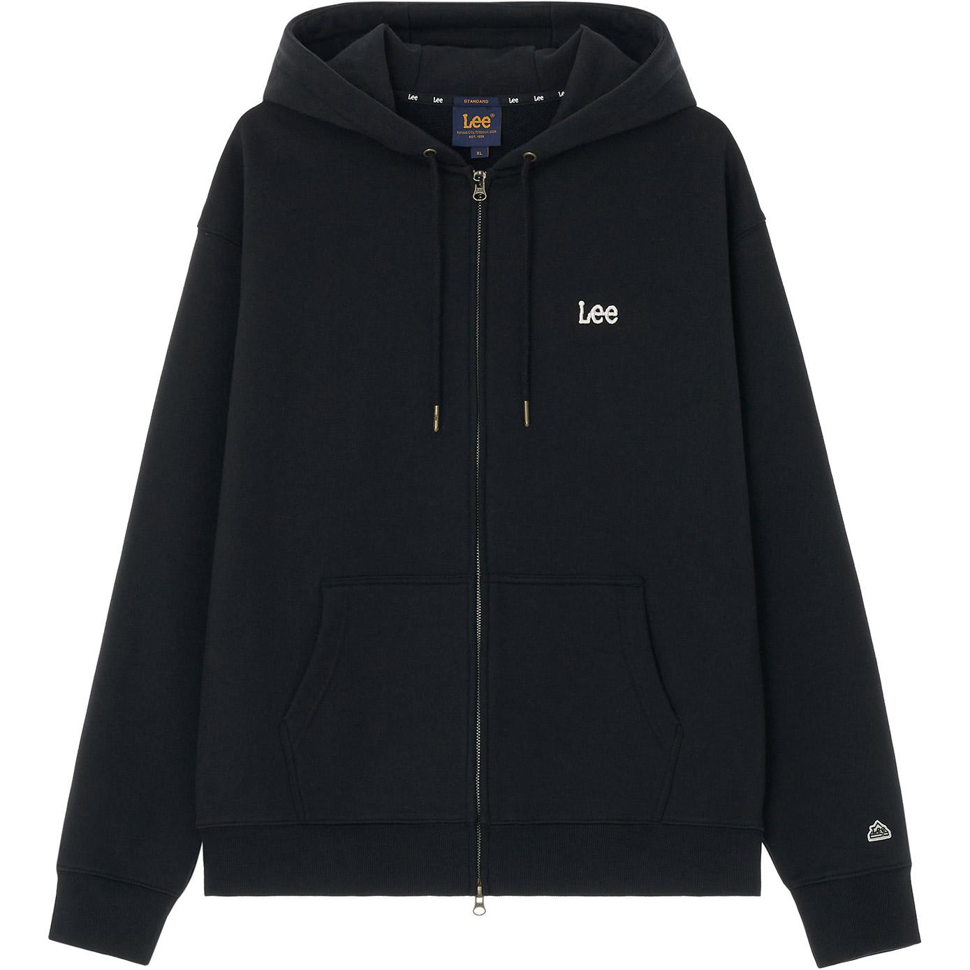 Lee Black Hoodie with Embroidered Lettering LE2403HZ01BK