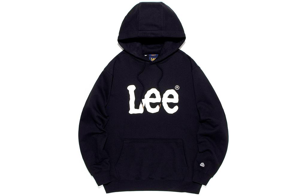 Lee Black Pullover Hoodie with Letter Print Design. LE2303HD01BK