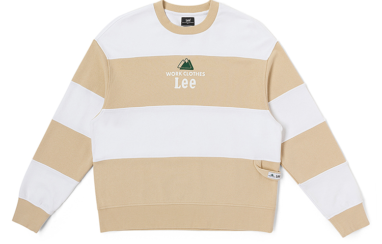 Lee Buddy Lee FW23 Striped Long Sleeve Sweatshirt Beige Unisex Comfortable Fit LUT006230CRU00FK14000