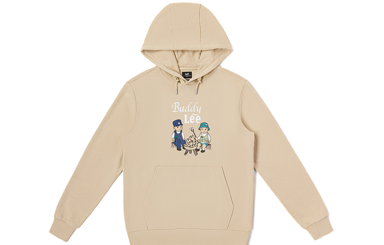 Lee Buddy Lee FW23 Unisex Loose Fit Hoodie in Light Khaki. LUT006235CRU00FA03034