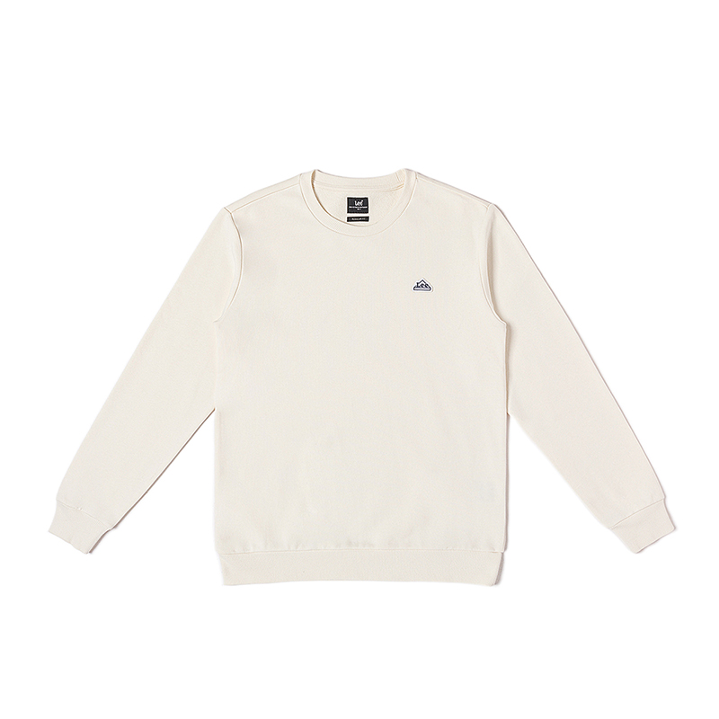 Lee Crewneck Logo Print Casual Long Sleeve Sweatshirt in Off-White. LMT006775201764A00005