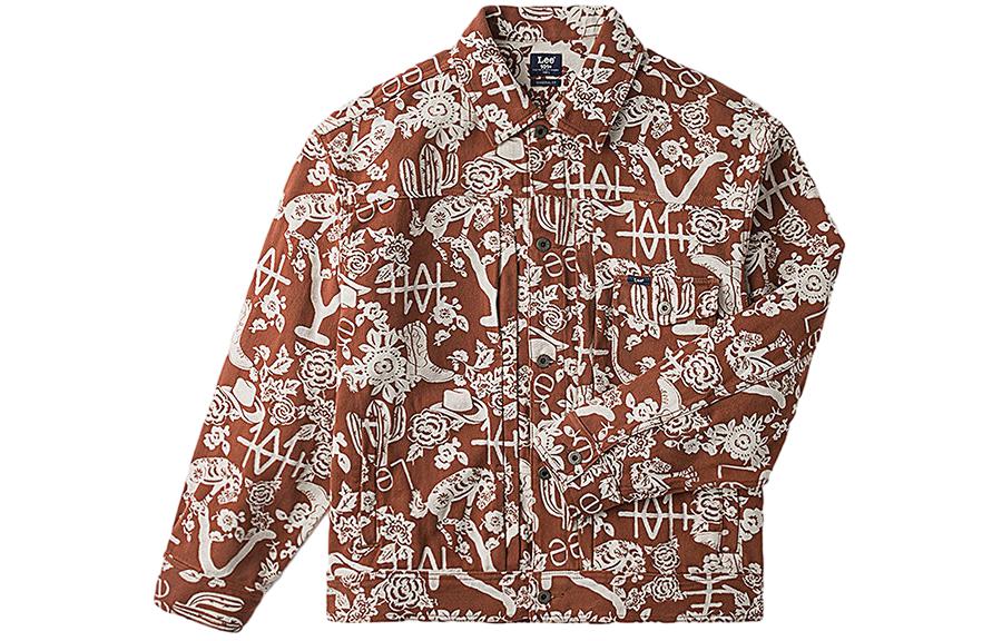 Lee Embroidered Loose Fit Collar Button-Up Jacket Brown LMT006991203425-A05168