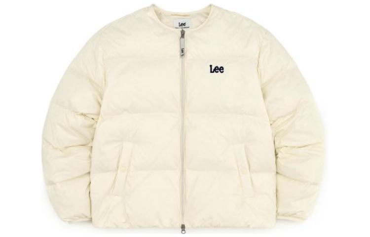 Lee Embroidered Zip-Up Crewneck Jacket Off-White LE2304DP10IV