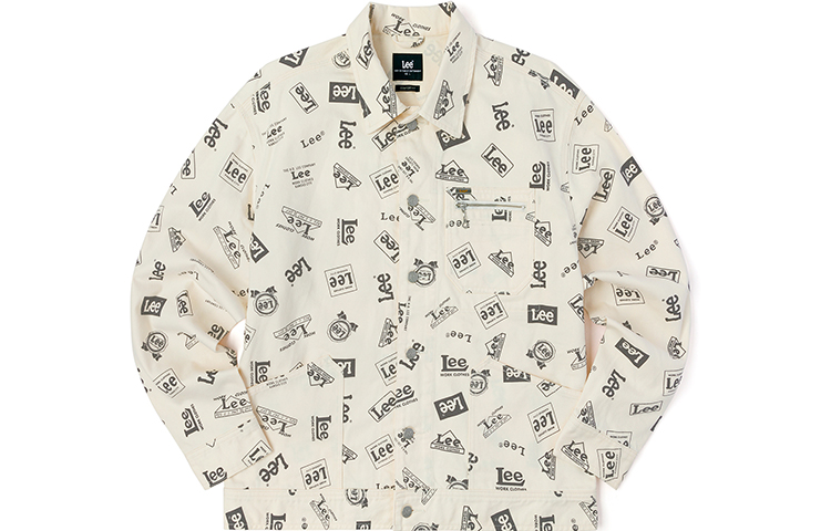 Lee FW22 All-Over Logo Casual Jacket Menswear - Off-White LMT003669101218A00005