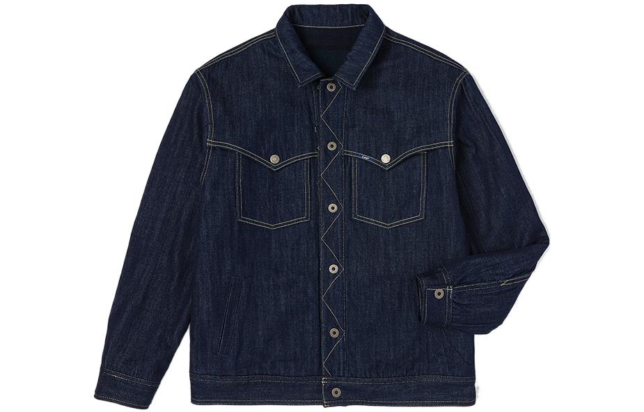 Lee FW22 Letter Print Collared Jacket Blue for Men LMT003630100351A01743