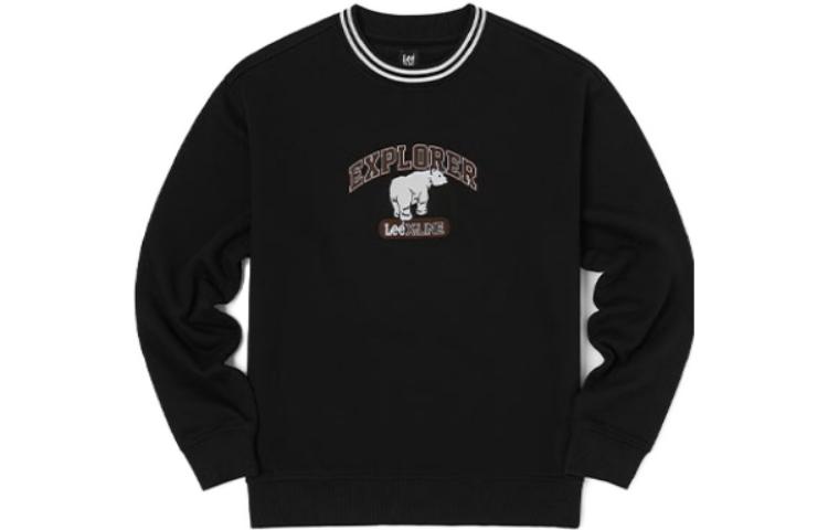 Lee FW22 Letter Print Loose Fit Fleece Sweatshirt Unisex BLACK LMT004047100893K11000