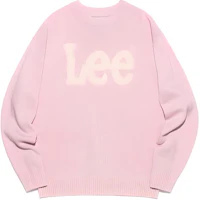 Lee FW23 Pink Unisex Pullover Sweatshirt with Letter Print Crewneck. LE2303KT01PI Lee FW23 Pink Unisex Pullover Sweatshirt with Letter Print Crewneck. LE2303KT01PI