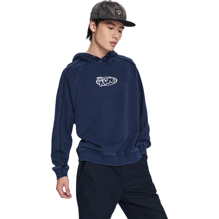 Lee FW23 Relaxed Fit Raglan Sleeve Drawstring Hoodie - Dark Blue LMT0071015FH00FA05622
