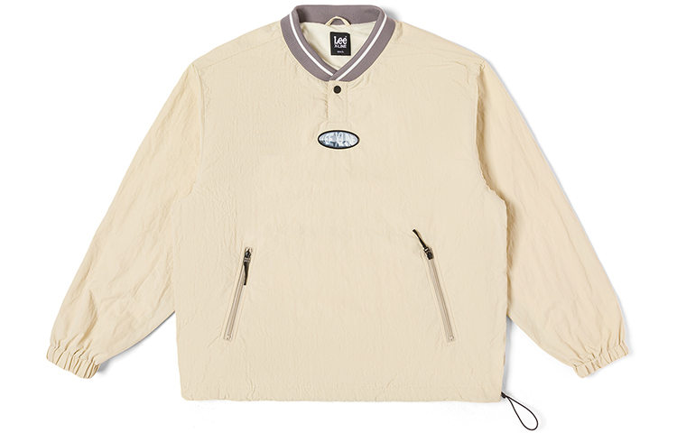 Lee FW23 Water-Repellent Fleece Baseball Jacket Beige Unisex LUT007256202051A03034