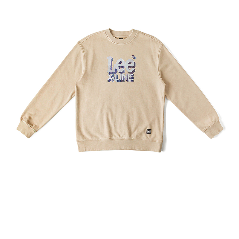 Lee FW24 Comfort Fit Crewneck Logo Print Long Sleeve Sweatshirt Beige LUT009040204177A03034