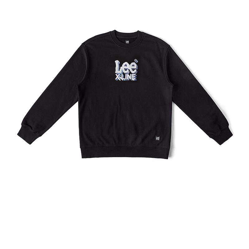 Lee FW24 Comfort Fit Crewneck Logo Print Pullover Sweatshirt Unisex BLACK LUT009040204177K11000