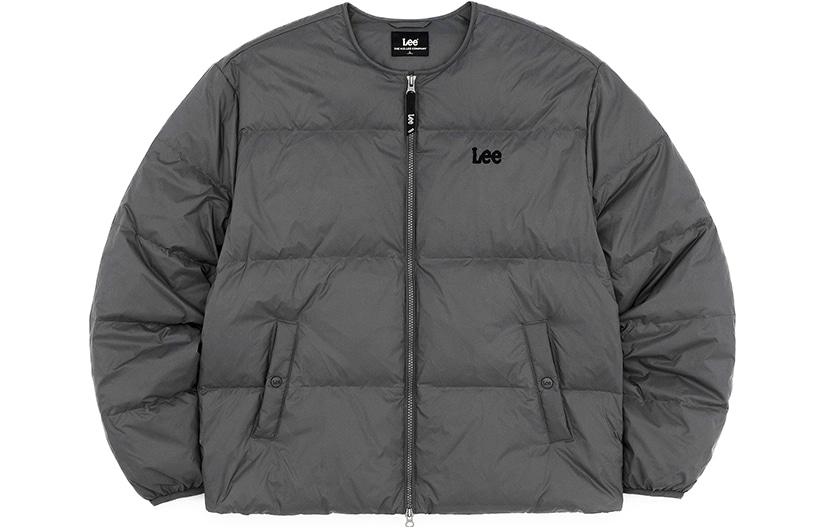 Lee Grey Zip-Up Slim-Fit Jacket with Letter Embroidery Long Sleeves LE2304DP10GR0XL