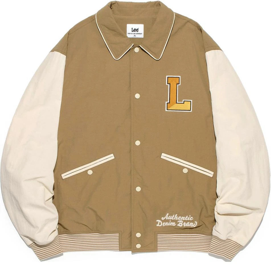 lee-korean-colorblock-letter-print-loose-jacket-beige-unisex-le-2401-jk-03-be