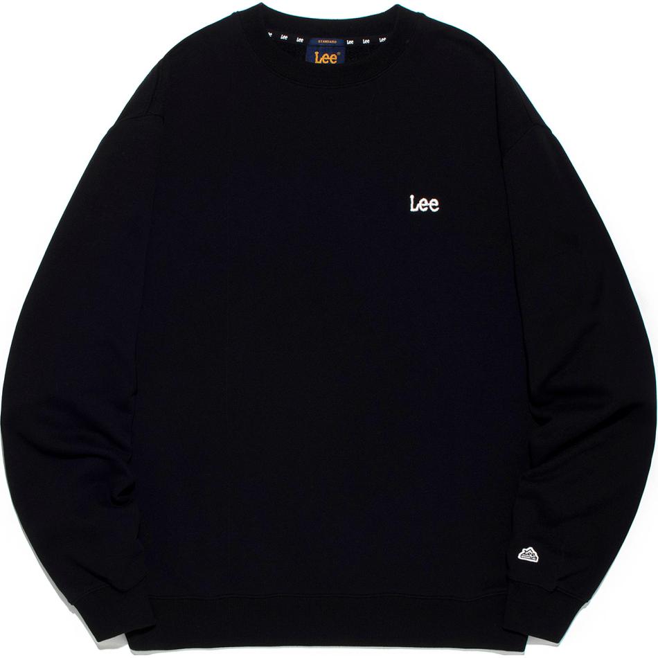Lee Korean Embroidered Lettering Crewneck Sweatshirt BLACK LE2401CR02BK