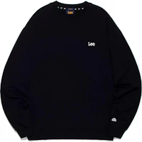 Lee Korean Embroidered Lettering Crewneck Sweatshirt BLACK LE2401CR02BK Lee Korean Embroidered Lettering Crewneck Sweatshirt BLACK LE2401CR02BK