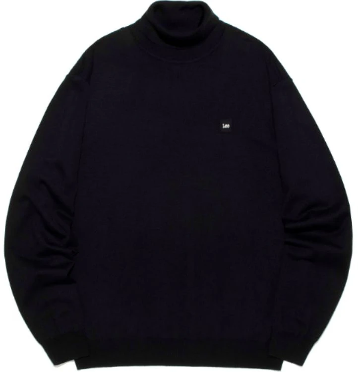 lee-korean-high-neck-solid-pullover-drop-shoulder-sweatshirt-unisex-black-le-2303-kt-10-bk