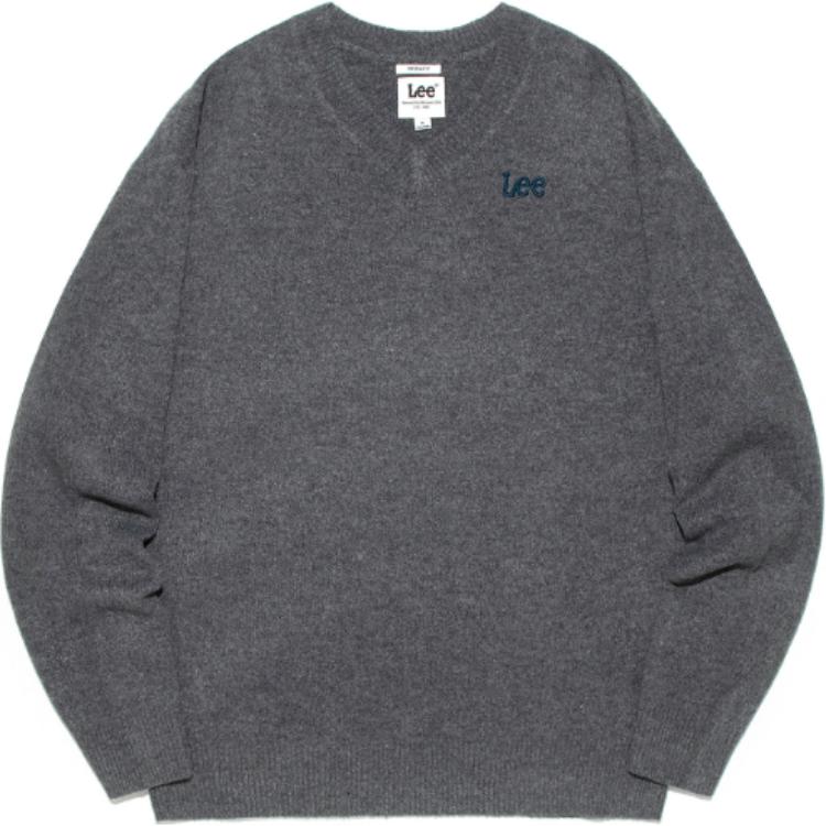 Lee Korean V-Neck Oversized Pullover Sweatshirt Unisex - Charcoal. LE2303KT11CH