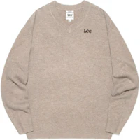 Lee Korean V-Neck Pullover Solid Long-Sleeve Sweatshirt Unisex Beige LE2303KT11BE Lee Korean V-Neck Pullover Solid Long-Sleeve Sweatshirt Unisex Beige LE2303KT11BE